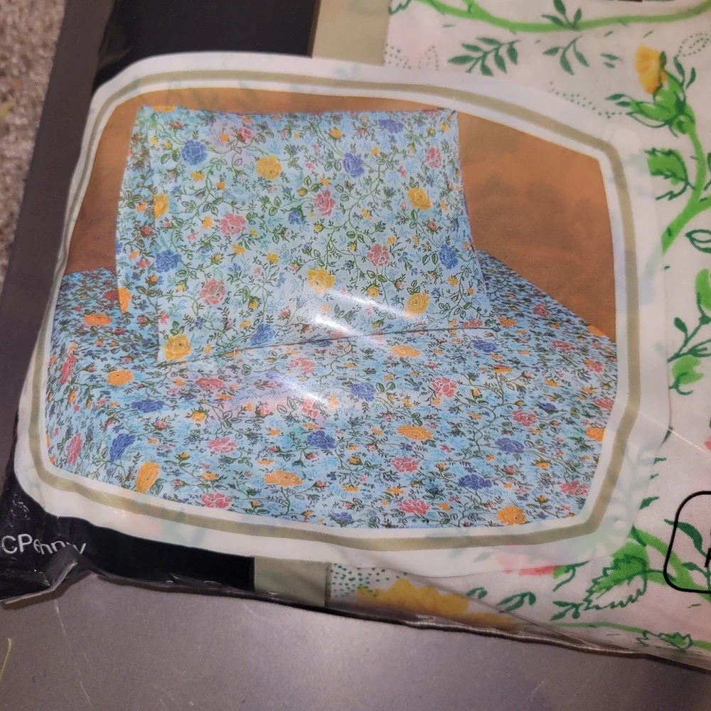 Vintage JCPenney Juliet Floral Full Fitted Sheet Percale Permanent Press NOS Cot